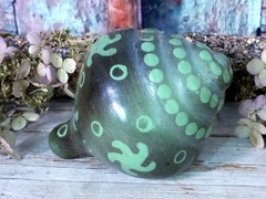 Green Clay Conch Shell Pre-Columbian Symbol Handmade Michoacán Mexican Folk Art