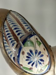 Tonola Mexican Pelican Pottery By Sergio Bustamante Ceramic With Brass Overlay