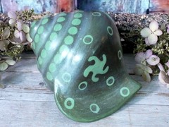 Green Clay Conch Shell Pre-Columbian Symbol Handmade Michoacán Mexican Folk Art