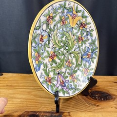Vintage Puebla Mexican Casa Rugerio Talavera Ceramic Plate 10.5″ Floral Majolica