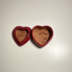 Vintage Mexican Hand-Painted Heart-Shaped Pottery Box Folk Art Scene Red