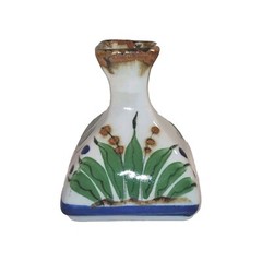 Mexican Pottery Bud Vase Small Signed Mex Reyna Hand Painted Floral Art Mexico