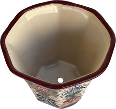 Hand-Made Small-Size Indoors Alamo Mexican Colors Talavera Ceramic Garden Pot