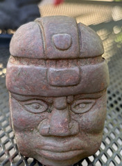 Olmec-Style Head Effigy Vessel Modern decorative replica
