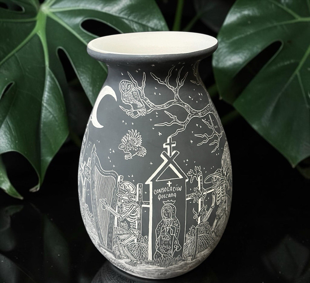 Mata Ortiz Pottery Day of the Dead Night Javier Martinez Cemetery Ravens Mexican