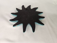 VTG Green Terracotta Folk Art Clay Pottery Wall Hanging Sun Face 5″ Chipped