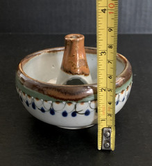 Handmade Incense Sage Burner Holder Pottery Signed Clay Glazed Stoneware Mexico