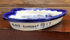 Handmade Talavera Pottery Heart Shaped Cobalt Blue Trinket Dish Guatemala
