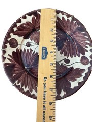 Oaxaca Mexico Drip Ware Pottery PlatePurple Brown Floral Design 8 Inch Diameter