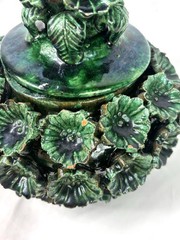 Green Glazed Hilario Alejos Madrigal Michoacan Pottery Pineapple Pot w/ Lid 7”