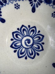 Talaveta Bowl Hand Painted Mexican Ceramic Blue White Mexico D’casa 6”