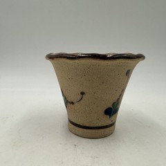 Tonala Mexican Folk Art Pottery Stoneware Cobalt Flowers Pot Tonala Mexico