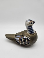 Duck Mexican Tonala Brass Ceramic Pottery Hand Painted Multicolor Folk Art VTG