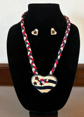 Heart Necklace Clay Handmade Rope Necklace with Heart & Stars Earrings