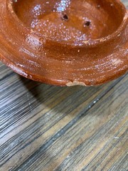 Vintage Mexican Tlaquepaque Redware Pottery Bean Pot w/Lid Hand Painted NICE!!
