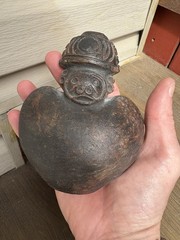 Vintage Taino Heart Shaped Art Vessel/Vase Ceramic Pottery Hand Made