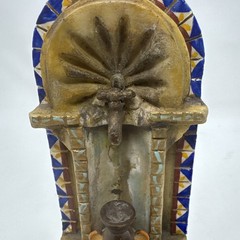 Miniature Mexican Handmade,Painted Pottery Tera Cota Wall Fountain Colorful