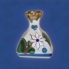 Mexican Pottery Bud Vase Small Signed Mex Reyna Hand Painted Floral Art Mexico