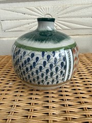 Vintage MCM Erandi Tonala Art Pottery Fat Bottom Vase Hand Painted