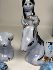 Vintage Estate 14 Piece Tonala Folk Art Mexican Pottery Nativity Set
