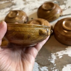 Vtg Mexican Red Ware Individual Pottery Bowl 4.25” Dia Handmade Painted Set 6