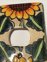 Talevera Single Outlet Plate Cover Sunflower Yellow Flower Mexico Pottery