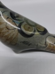 Single Grey Tonala Mexican Art Pottery Bird Hand Painted