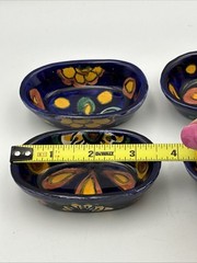 Mexican Handmade Talavera Pottery Small Oval Bowls Set Of 4 Lead Free Stackable