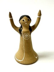 Clay Pottery Angel Figure Terracotta Tabletop Art Goddess Uplifted Arms Kemper