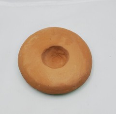 VTG Red Clay Pottery Hat Shape Ashtray Purple Green Cancun Mexico Sombrero 4″D