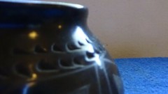 Luis Ortiz Santa Clara NM Pueblo Classic Black on Black hand polished Coil pot