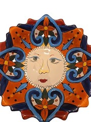 Talavera Pottery, Tabletop Gallery, Sun Bowl. Handpainted, 1 Chip On Back, 10″