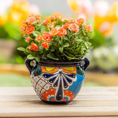 Set of 2 7-Inch Talavera Planters – Colorful Mexican Ceramic Flower Pots