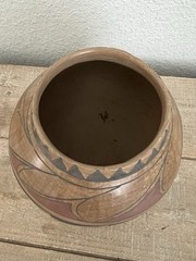 Vintage Mexico Pottery Mata Ortiz Round Bottom Pot Vase Signed 5×5” Wide Mouth