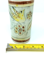 Tonala Baby Blue glaze Bird Butterfly Tall Cup or straight sided Vase vgc