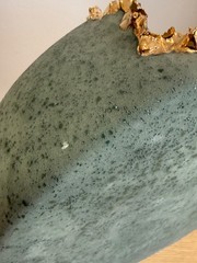 Sharon Penn Southwest Pottery Vase Green 22K Gold Accent Signed Rare
