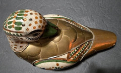 Vintage Tonala Pottery/Brass Hand Painted Mexican Folk Art Duck Figurine.