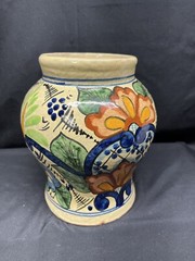 A Beautiful Vintage MCM Signed Casai Mexico 8” Pottery Vase Hand Painted