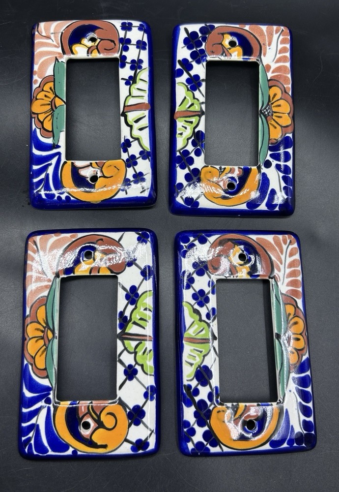 Set 4 Talavera Single Rocker Mexican Pottery Light Switch Plate Cover No Screws