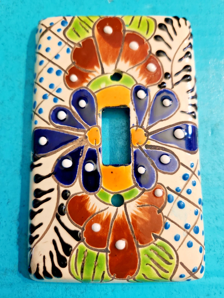 Talavera Single Light Switch Plate Cover Hand Painted Pottery Art Mexico