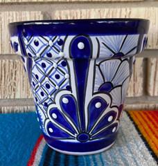 Lg Mexican Ceramic Flower Pot Planter Folk Art Pottery Handmade Talavera #16