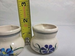 Hand Painted Mexican Art Miniature Clay Pitchers Mugs Set Of 4 Mexico Vintage