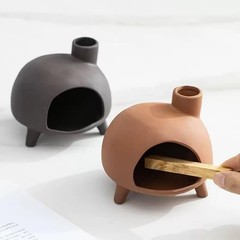 Handmade Ceramic Palo Santo Holder Burner – Mini Chimenea Incense Dish for Pa…