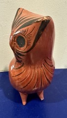 Tonala Pottery Owl Figurine Mexico Folk Art Orange Floral Hand Painted 7.5″