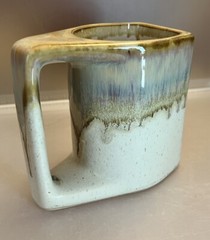 Rodolfo Padilla Coffee Mug Cup Stoneware Art Pottery Tan Kokopelli Man Single