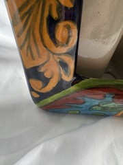 Talavera Mexico Pottery Photo Picture Frame Table Top Hand Painted Marked
