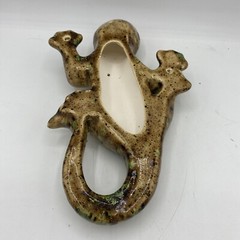 Ceramic Lizard Gecko Decorative Art Cantina Decor Beige Brown Green