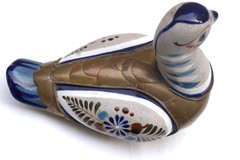 Mexican Folk Art Bird Pottery & Brass Reyna Mexico – Classic Hand Painted Design