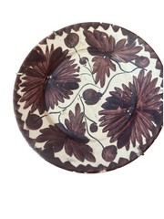 Oaxaca Mexico Drip Ware Pottery PlatePurple Brown Floral Design 8 Inch Diameter