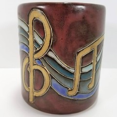 Design by Mara MUSICAL NOTES Mexico Studio Art Pottery Coffee Mug Sheet Music